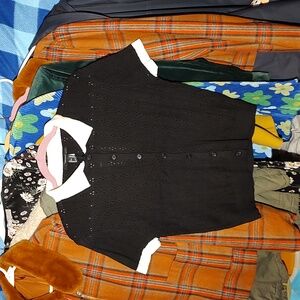 Forever 21 Cropped Pointelle Polo Top